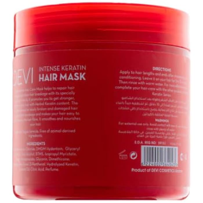 DEVI Intense Keratin Hair Mask, Repair and Smooth Care Treatment, 500ml - Image 2